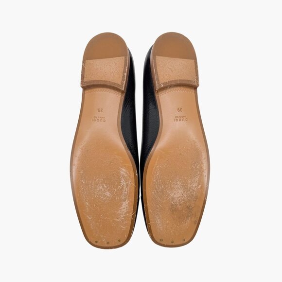 Gucci Hills GG Interlock Black Leather Cap Toe Ballet Flats Shoes Size 39 US 9 - Picture 13 of 16